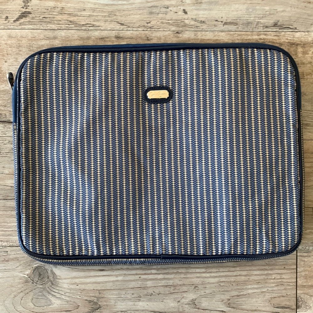 Jessica Simpson Navy and Cream Striped Laptop Sleeve